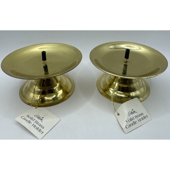 NEW WITH TAGS OLD STOCK VTG MCM 2 Brass Candle Holders  Holder - Picture 1 of 4